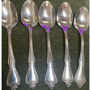 Oneida‎ ARBOR ROSE True Rose Rogers Spoon Stainless Steel flatware Set of 5